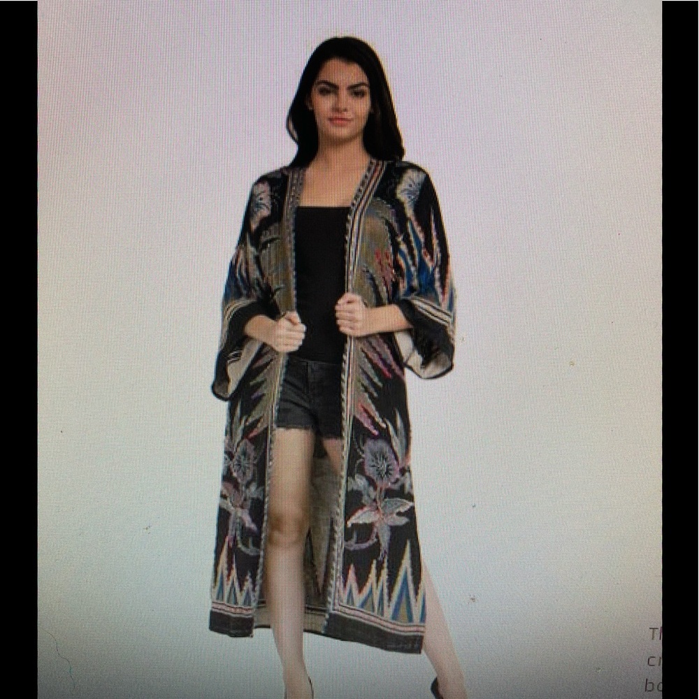 Raj Knit Duster Adelie multi color print design